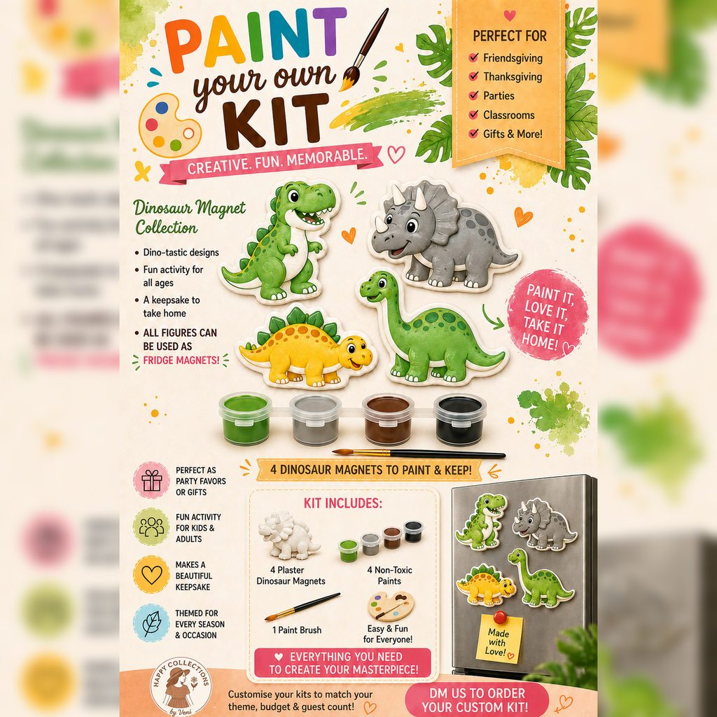 Paint Your Own Dinosaur Magnet Kit 🦖🎨