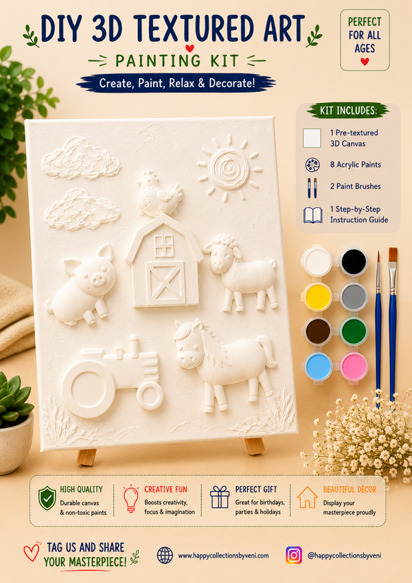 🚜 Customized Farm Animals DIY 3D Textured Art Painting Kit