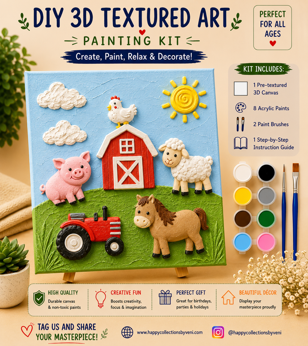 🚜 Customized Farm Animals DIY 3D Textured Art Painting Kit