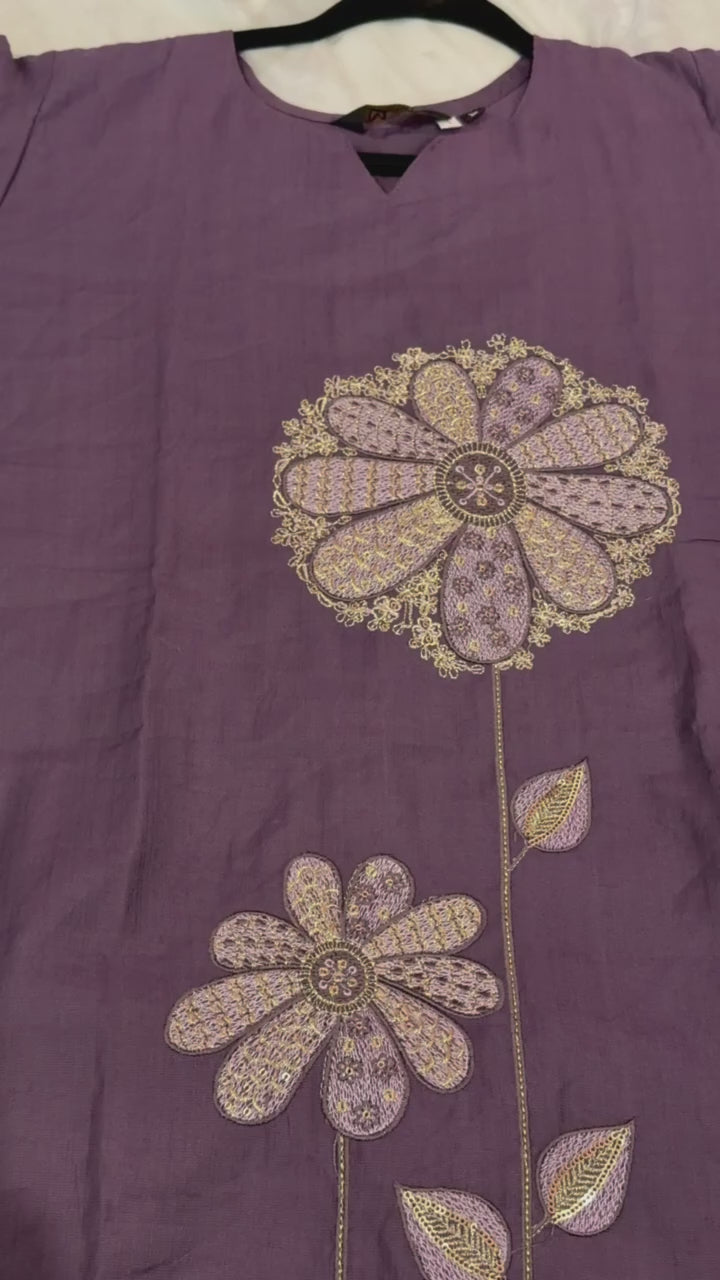Plum-Purple Embroidered Co-ord Set